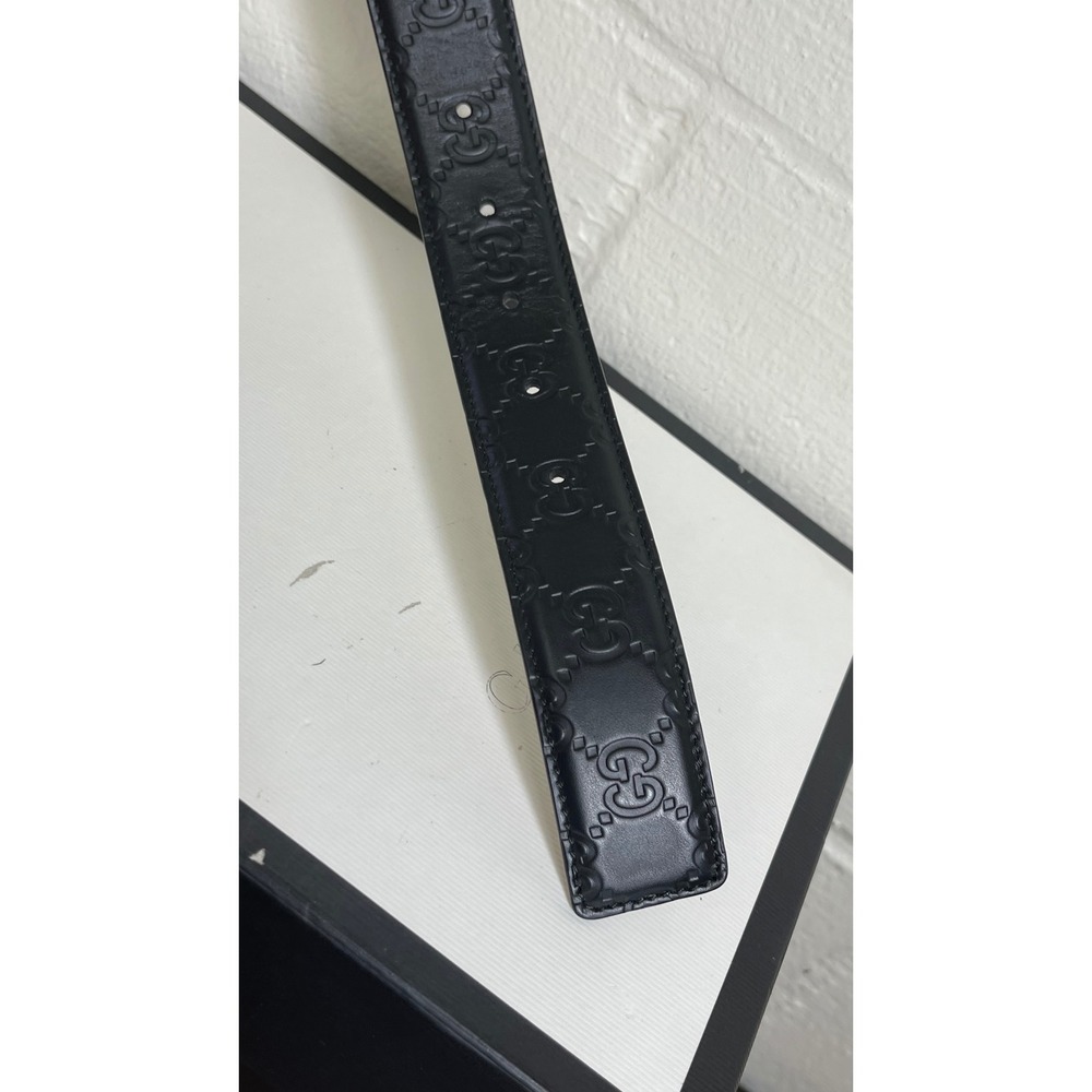 Gucci Signature GG Black Leather Adjustable Belt 403941 CWC0N Men's Size 100-40 - Picture 6 of 16